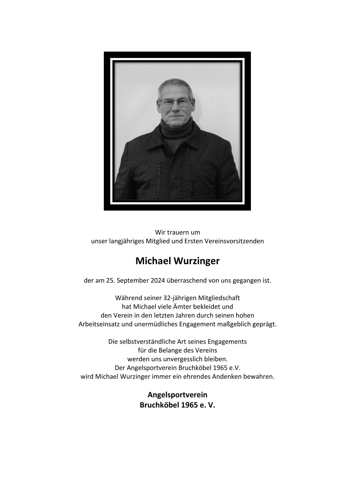 Mehr über den Artikel erfahren Michael Wurzinger – Nachruf